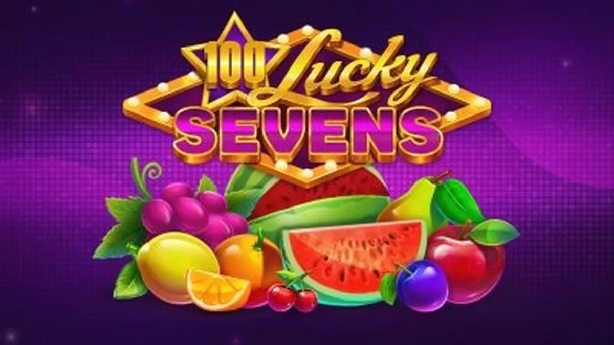 Tampilan visual mesin slot 100 Lucky Sevens dengan tema buah klasik